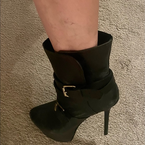 🔥RareXTC🔥. Boots Beautiful Black leather platform, stiletto FUR lined - Picture 3 of 5